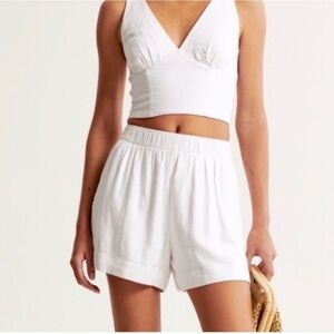 Abercrombie & Fitch High Rise Linen Blend Pull On Shorts Pockets Size Small